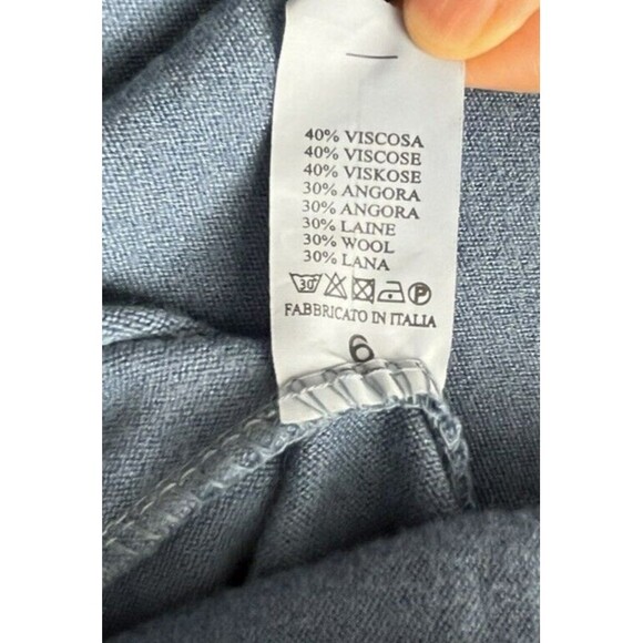 Three Stars Angora Wool Blend Sweater Size 6 Oversize Blue Dolman Sleeve Italy - Picture 6 of 6